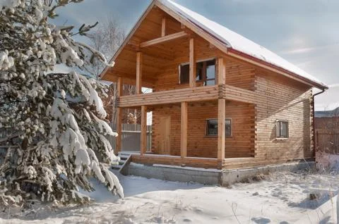 New house with pine Stock Photos