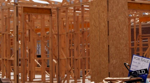 New house under construction Stock Footage 32584406