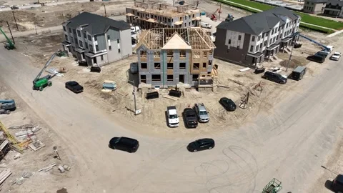 New Housing Construction Development in Brampton Ontario Stock Footage 336585712