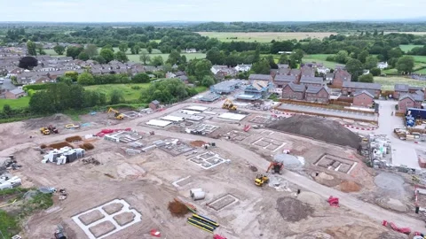 New housing development outside Lymm Stock Footage 331806248