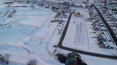New Housing Development in the Winter from Drone Stock Footage 229655525