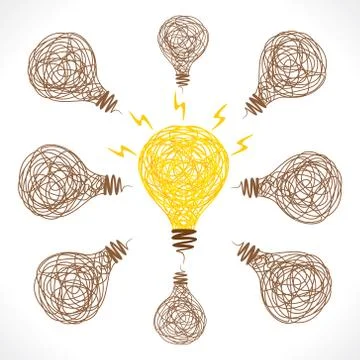 New idea concept or creativity bulb glow deisgn vector Stock Illustration