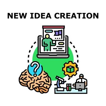 New idea creation process developing research innovation Illustrazione stock