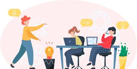 New idea development, successful teamwork, building business concept Ilustración de archivo