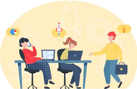 New idea development, successful teamwork, building business concept Ilustración de archivo