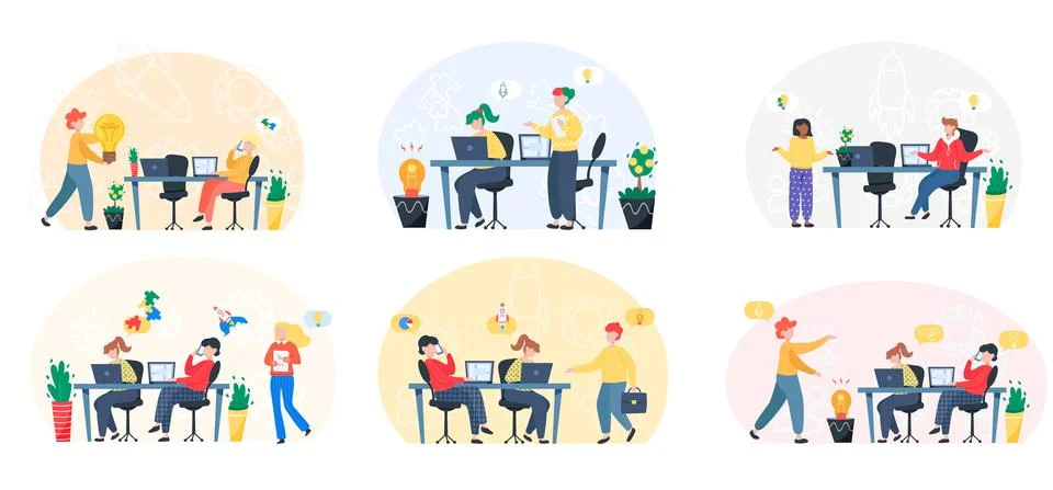 New idea development, successful teamwork, building business concept Stock Illustration