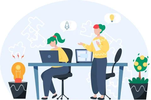 New idea development, successful teamwork, building business concept Stock Illustration