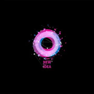 New idea, light bulb abstract vector icon. Isolated pink and blue color round 库存插图