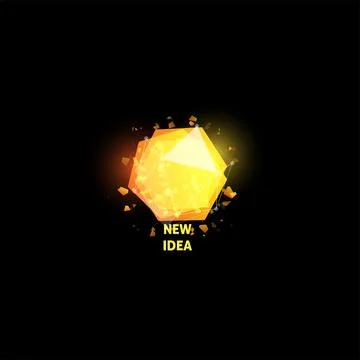 New idea, light bulb abstract vector icon. Isolated yellow polygons shape Stock Illustration