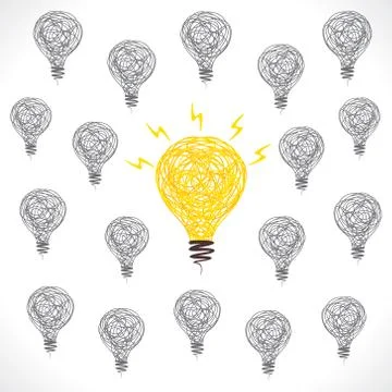 New idea or new solution of problem with glow bulb concept vector 스톡 일러스트