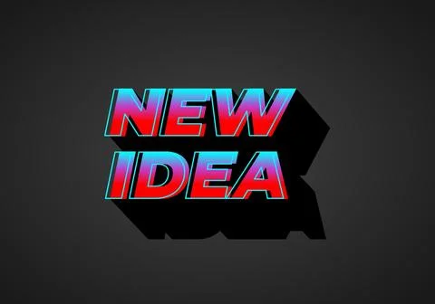 New idea. Text effect in 3D look. Gradient blue red color. Dark background Stock Illustration