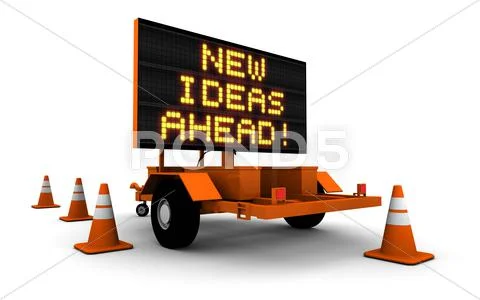 New Ideas Ahead - Road Construction Sign Stock Illustration