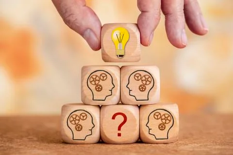 New ideas bring solutions for problems and questions Stock Photos