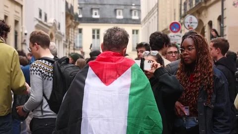 New images of the pro-Palestinian protest at Sciences Po in Paris, París, FR - 2 Stock Footage 273823014