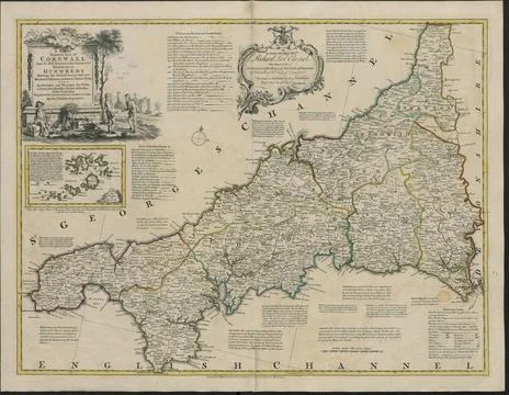 A NEW Improved MAP of CORNWALL from the Best SURVEYS ; INTELLIGENCES, Divi... Stock Photos