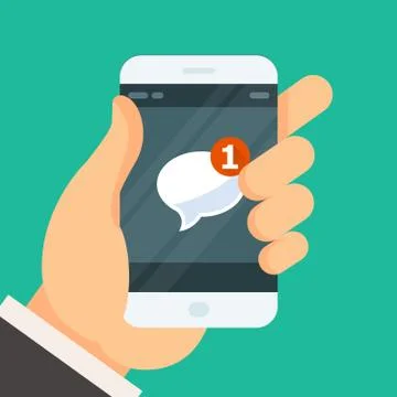 New incoming message - email received icon on on smartphone screen Stock Illustration