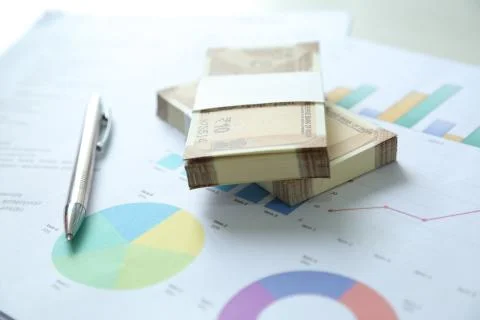 New Indian Currency notes with chart paper and pen Stock Photos