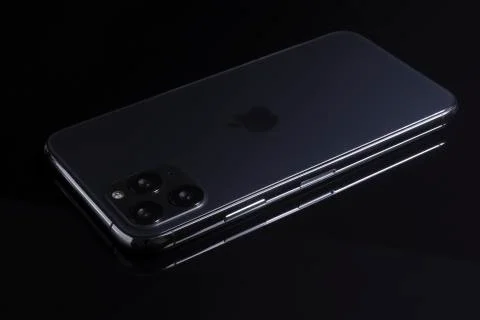 New iphone 11 Pro Max on black Stock Photos
