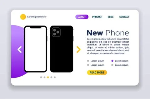 New Iphone 11 web site. Smartphone mock up frameless blank screen Stock Illustration