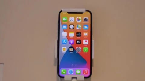 The new Iphone 14 in the store locked with the alarm system. Stock Footage 226894672
