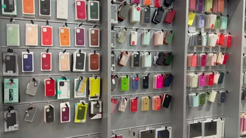 New iPhone phone cases in the store Stock Footage 237835077