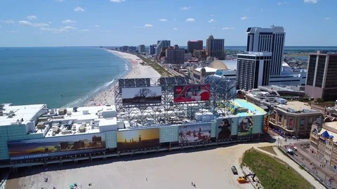 New Jersey Atlantic City destination aerial drone video 4k Stock Footage