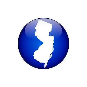 New Jersey Circle Button States of US Map Icon Vector Template Illustration.. Stock Illustration
