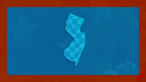 New Jersey Election Map Animation on Blue Background Stock Footage 347568271