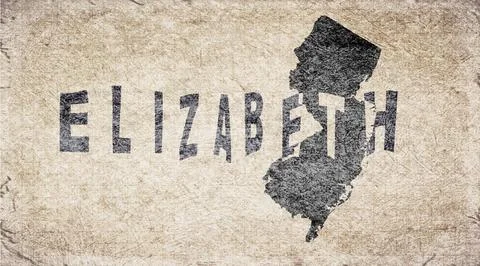 New Jersey Elizabeth Typography Map Stock Illustration