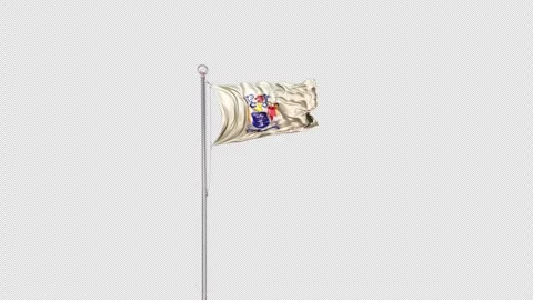 New Jersey   Flag Pole  Animation Include Alpha 3D Rendering Stock-Footage 312082970
