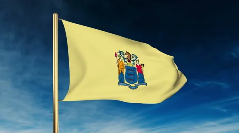 New jersey flag slider style. Waving in the win with cloud background animation Stock-Footage 48185072