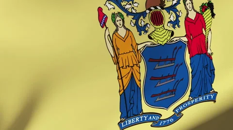 New jersey flag waving in the wind. Looping sun rises style.  Animation loop Stock-Footage 48185533