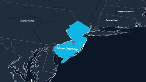 New Jersey Map Animation Locator Zoom 4K Motion Graphic Stock Footage 342540871