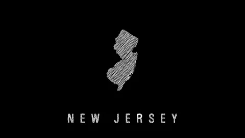 New jersey map appearing with pencil scribble effect on black background Stock Footage 313387132