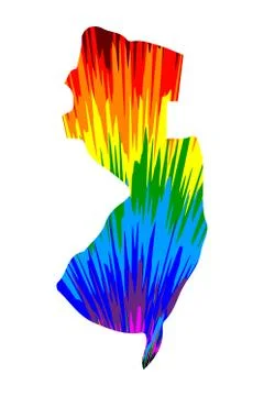 New Jersey - map is designed rainbow abstract colorful pattern Stock Illustration