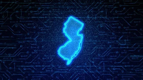 New Jersey Map Digital Technology Opener Stock Footage 335475821