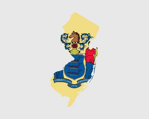 New Jersey Map Flag. Map of NJ, USA with the state flag 库存插图
