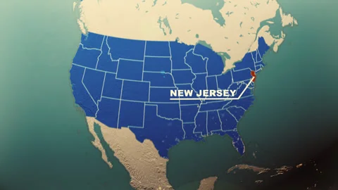 New Jersey Map Highlight USA 3D Political Globe Animation Stock Footage 313680141
