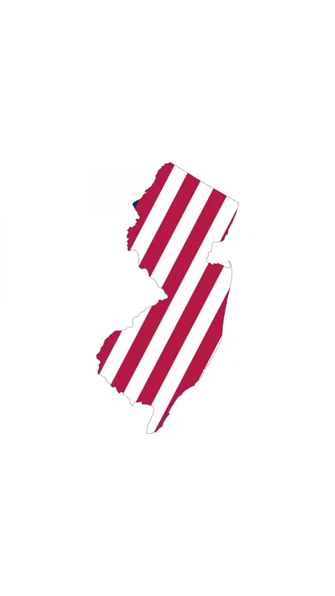 New Jersey outline map animation with flag colors Stock Footage 307486380