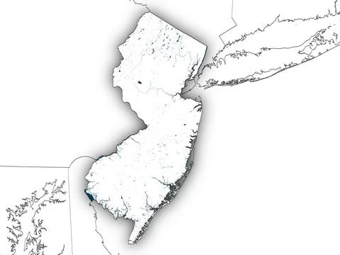 New Jersey shape with state borders, white map Illustrazione stock