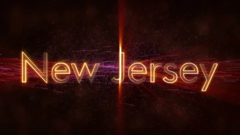 New Jersey - Shiny looping state name text animation Stock Footage 99577812