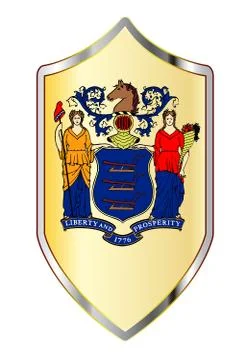 New Jersey State Flag On A Crusader Style Shield Stock Illustration