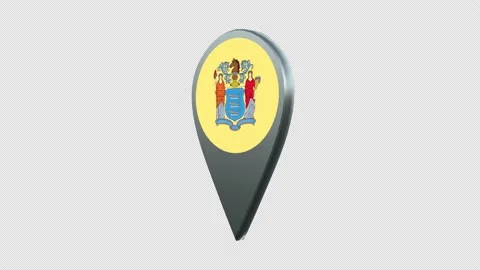 New Jersey State Flag Location Map Marker Pin With Alpha Channel Looped Stock Footage 239459787