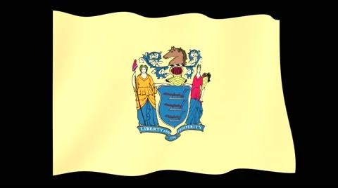New Jersey State flag.  Waving PNG. Stock Footage 58390595
