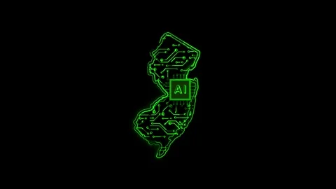 New Jersey State Map AI Chipset Technology Opener Video stock 337093133