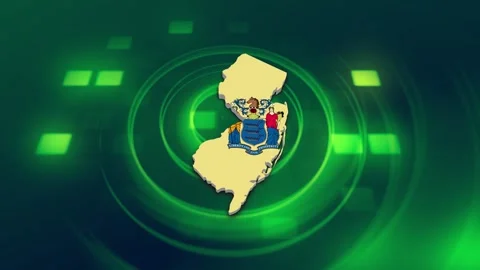 New Jersey State Map and Flag Background Stock Footage 344651376