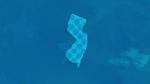 New Jersey State Map with Blue Dotted Texture Stock-Footage 347274844