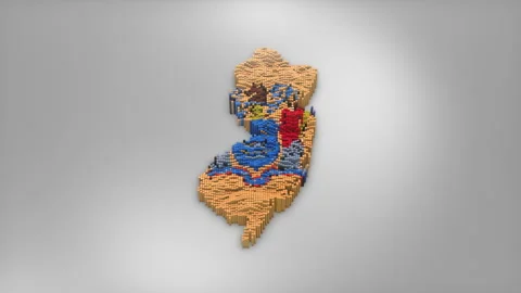 New Jersey State Map with Flag Intro Background Stock Footage 315166267