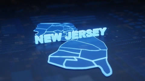 New Jersey State Map Geographic Outline Stock Footage 344360649