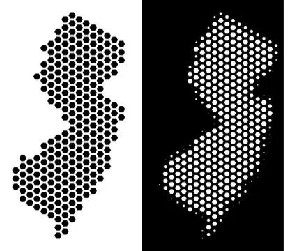 New Jersey State Map Hex-Tile Scheme Ilustração Stock